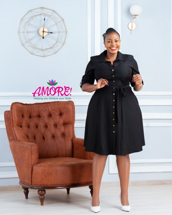 Black button down dress