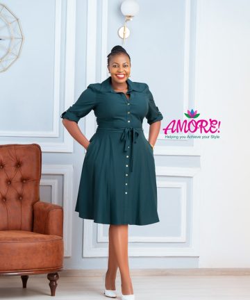 Green button down dress