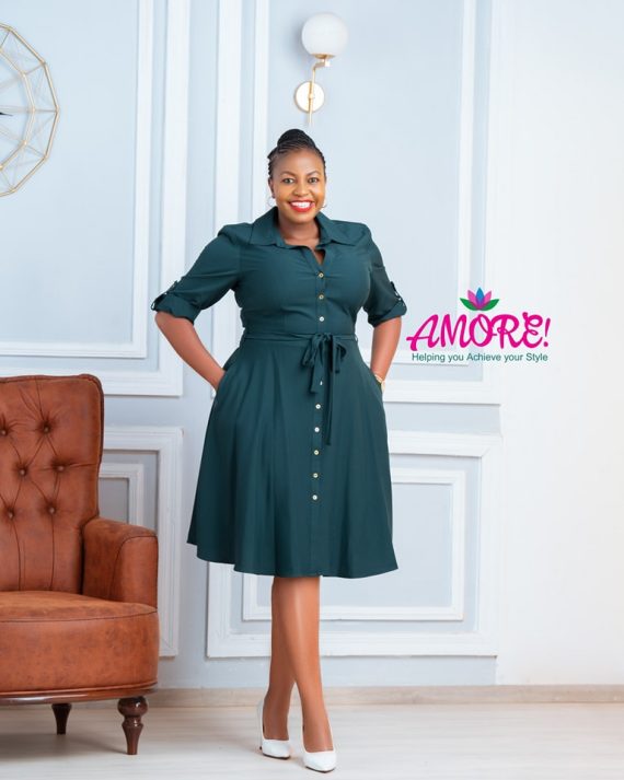 Green button down dress