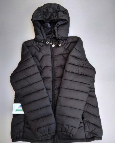 Black puffer jacket with hoodie